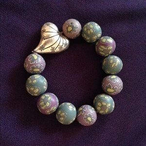 New millefiori beaded bracelet on stretchable cord